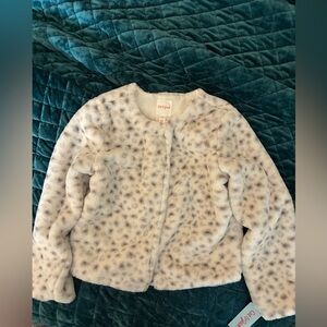 Cat & Jack Girls Faux Fur Snow Leopard Print Coat Size L (10-12) NWT